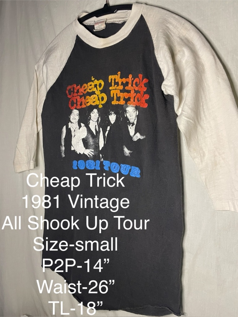 Cheap Trick “All Shook Up” Tour Raglan EXTREMELY RARE COLLECTORS T-shirt